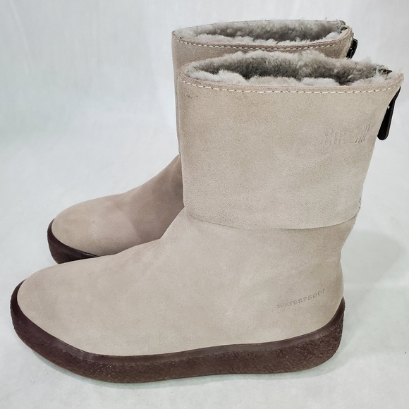 New Free People x Cougar Taupe Suede Leather Cozy Boots Sheep Shearling SZ 9 - Picture 13 of 16